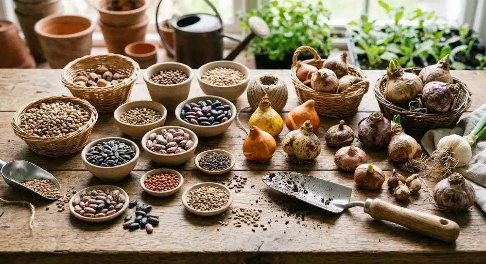 Diverse biologische zaden en bloembollen